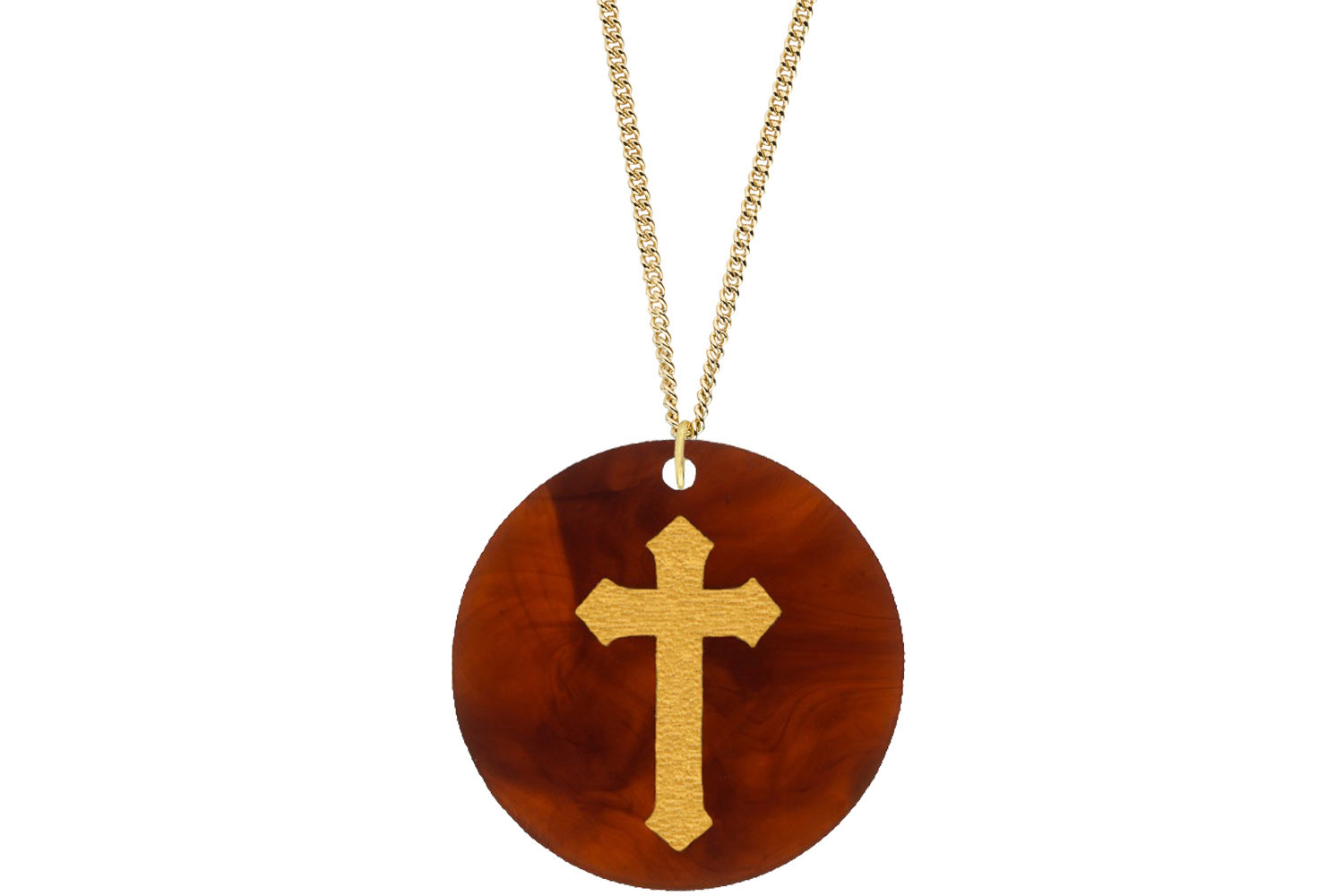 Cross Pendant Subtle Style Refined with Paint on Chain Necklace