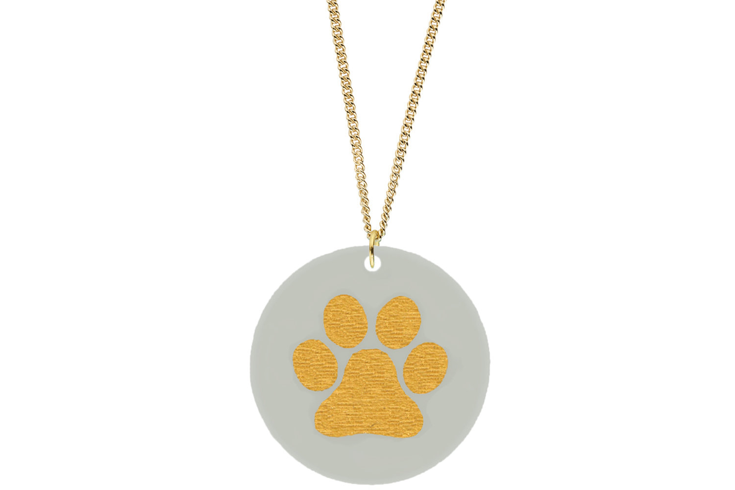 Dog Paw Print Pendant Subtle Style Refined with Paint on Chain Necklace