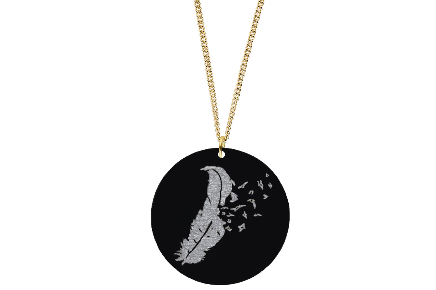 Feather Bird Pendant Subtle Style Refined with Paint on Chain Necklace