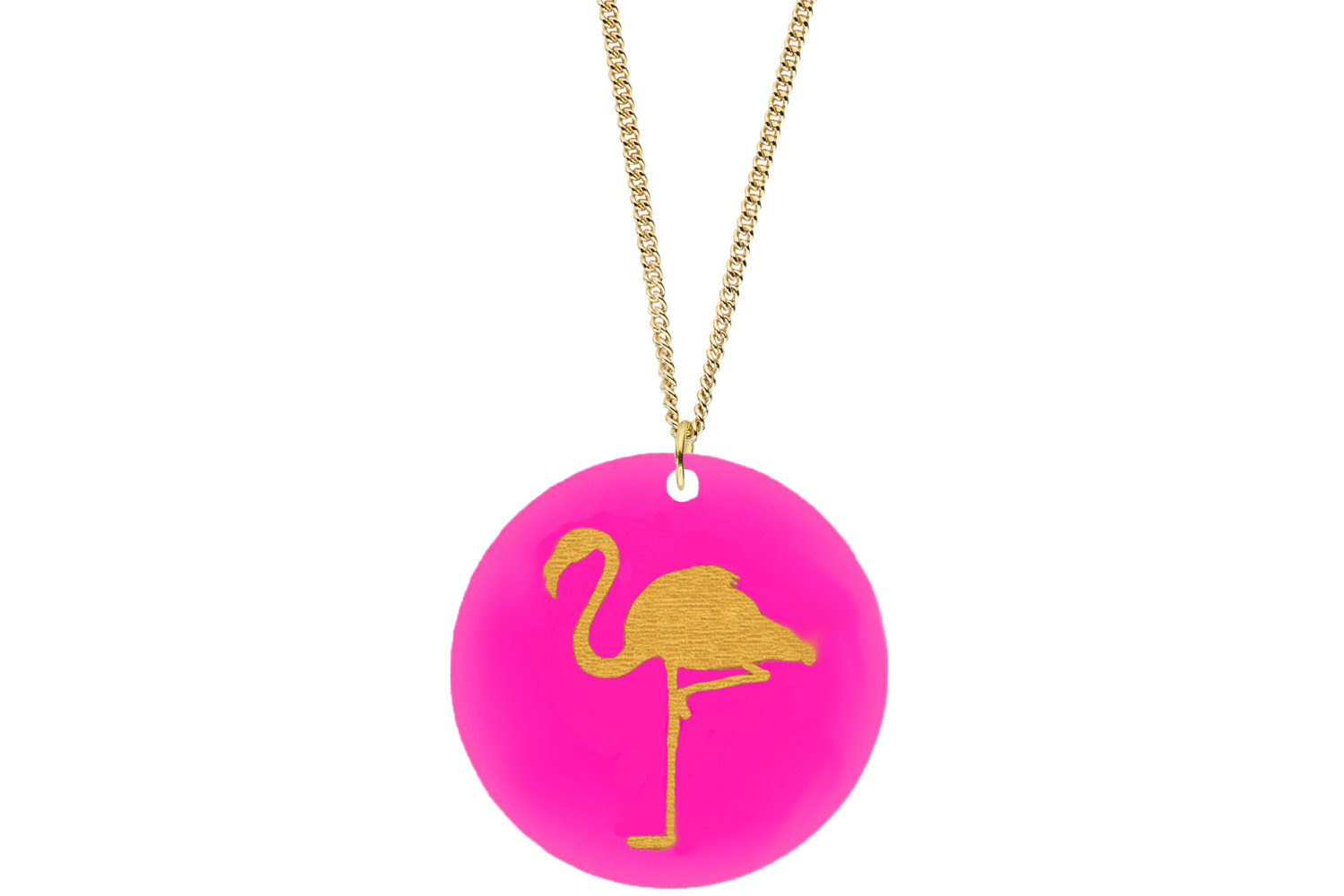 Flamingo Pendant Subtle Style Refined with Paint on Chain Necklace