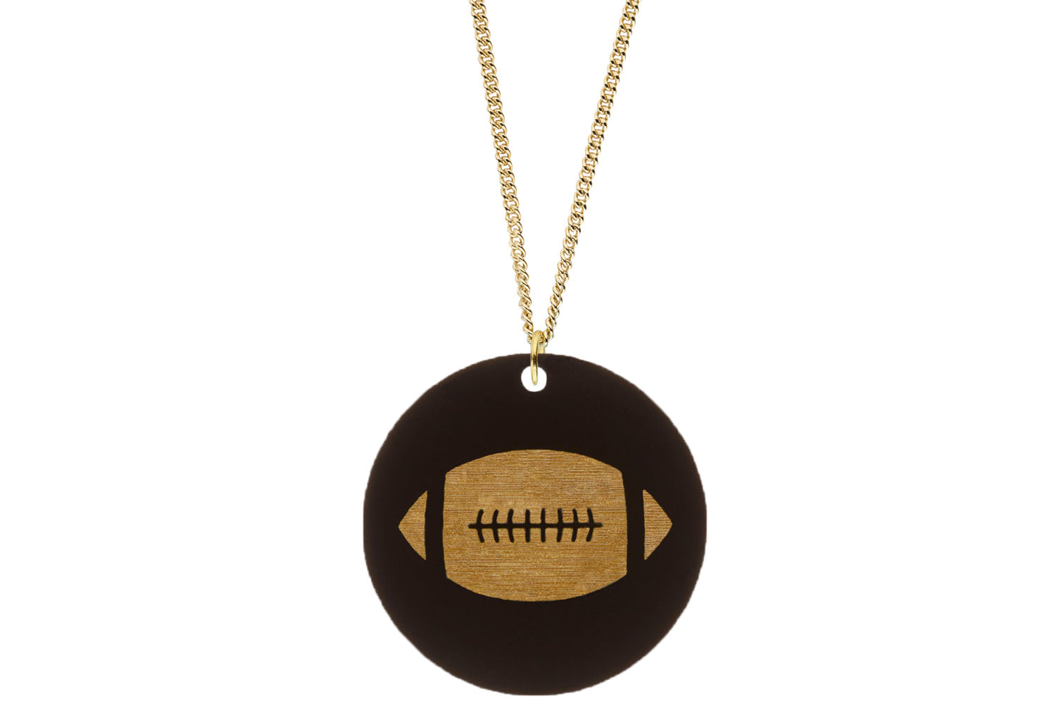 Football Pendant Subtle Style Refined with Paint on Chain Necklace