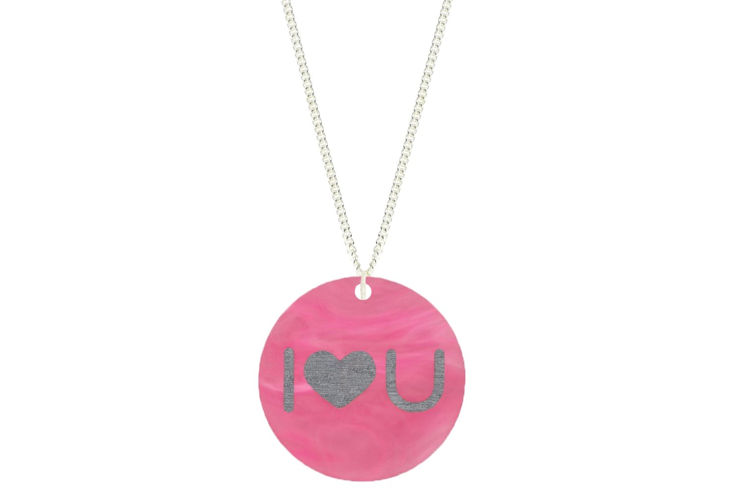 I Heart U Pendant Subtle Style Refined with Paint on Chain Necklace