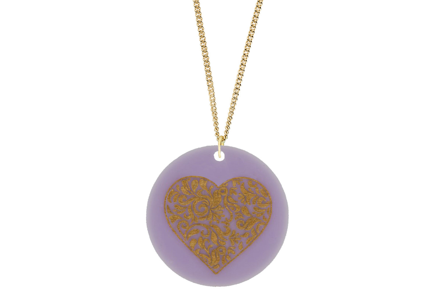 Heart Scroll Pendant Subtle Style Refined with Paint on Chain Necklace