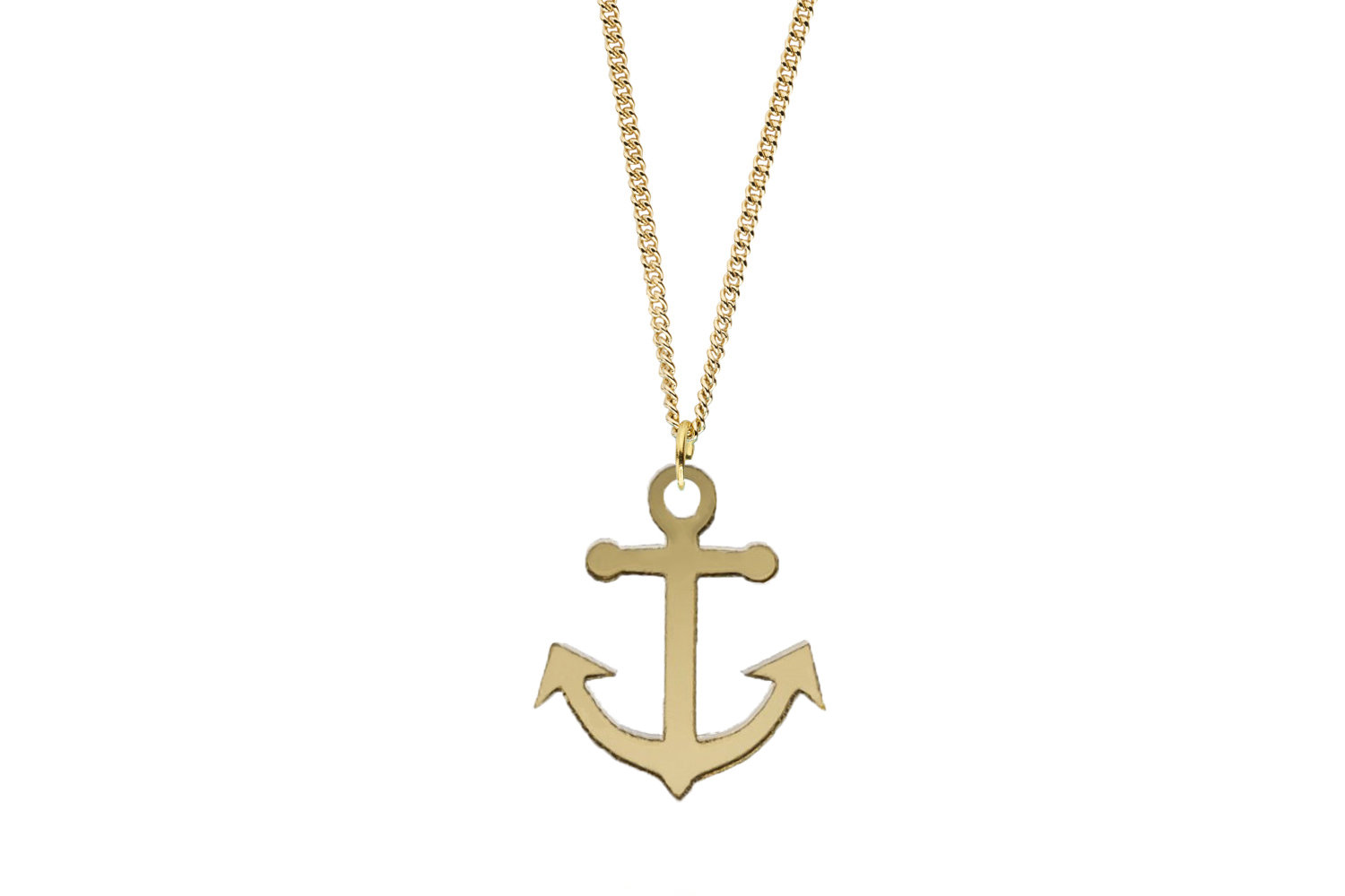 Anchor Pendant Sculpted Style on Chain Necklace