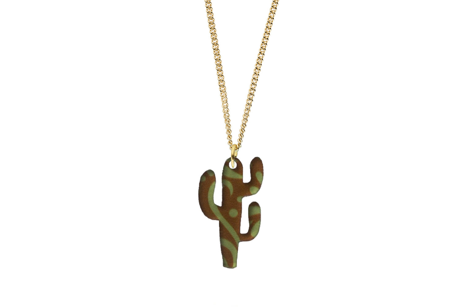 Cactus Pendant Sculpted Style on Chain Necklace