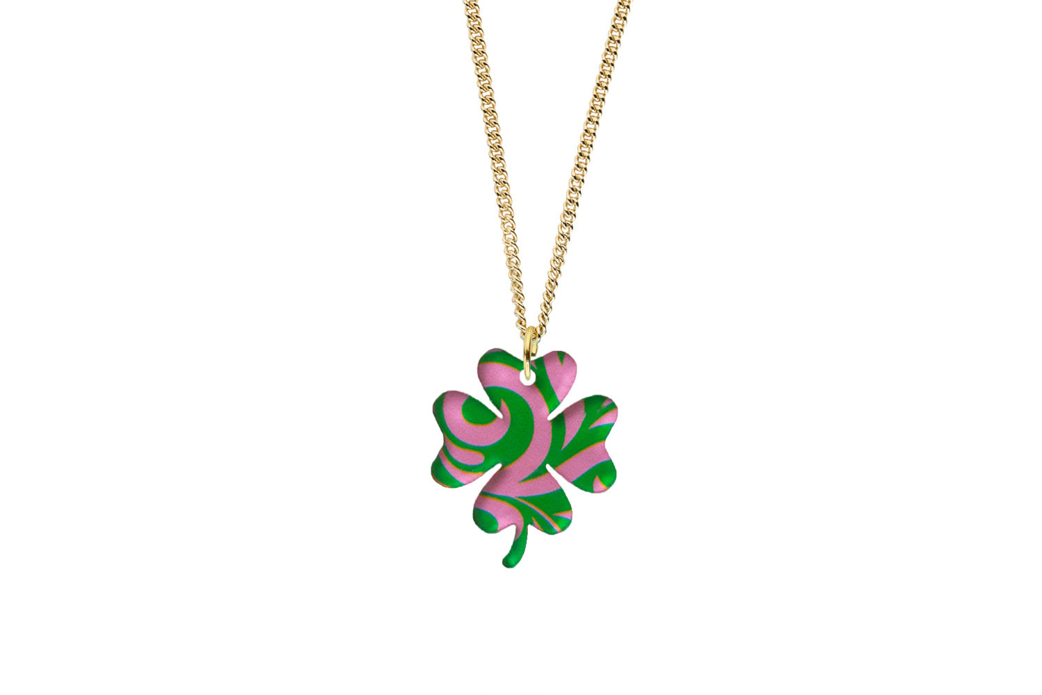 Clover Pendant Sculpted Style on Chain Necklace