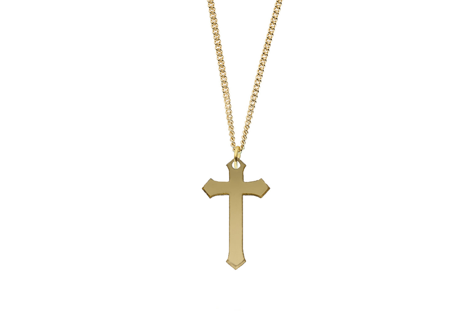 Cross Pendant Sculpted Style on Chain Necklace