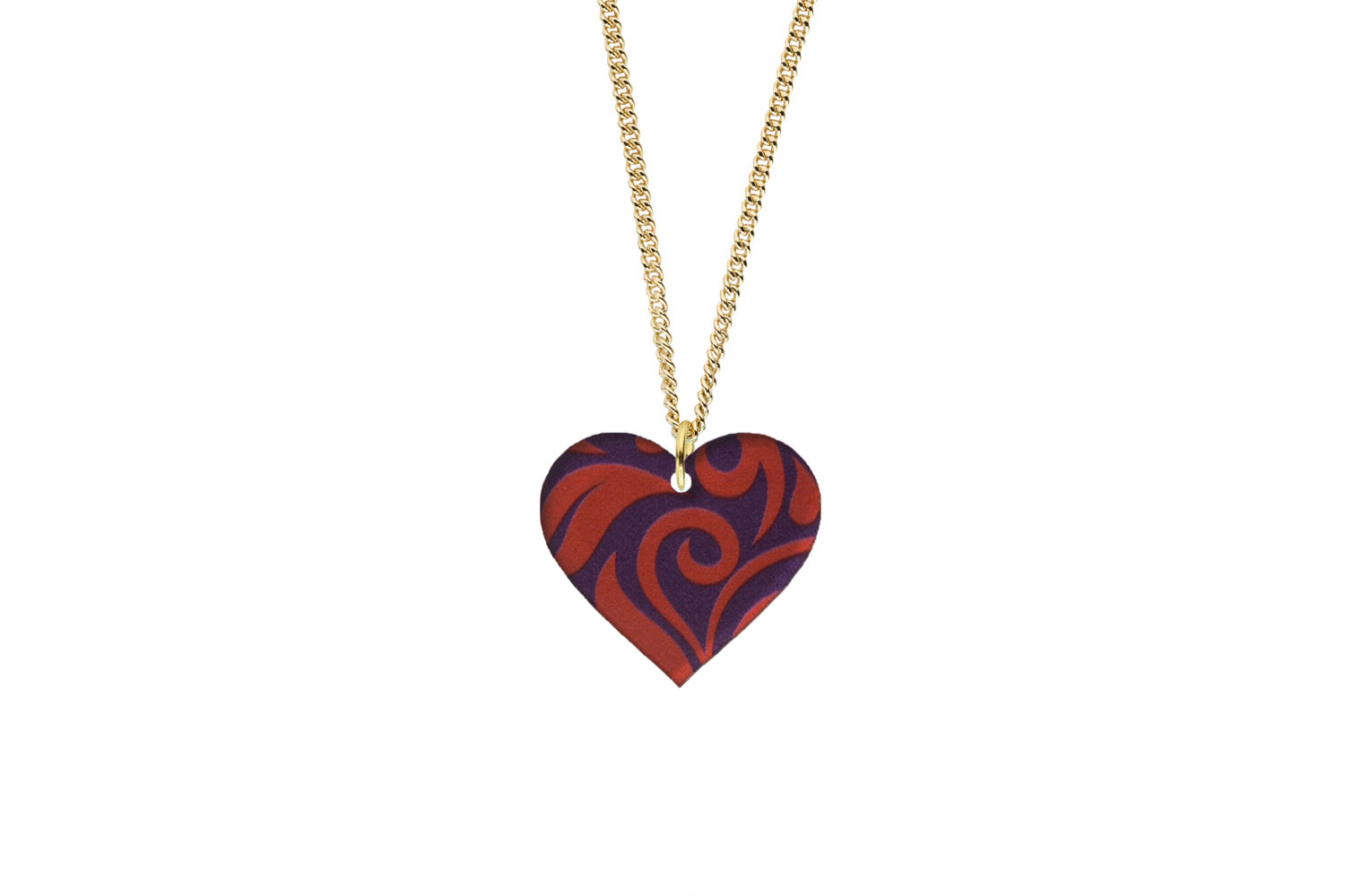Heart Pendant Sculpted Style on Chain Necklace