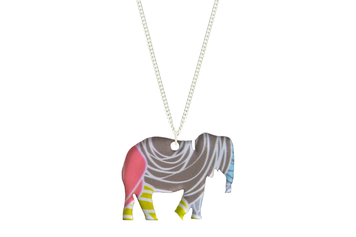 Elephant Pendant Sculpted Style on Chain Necklace