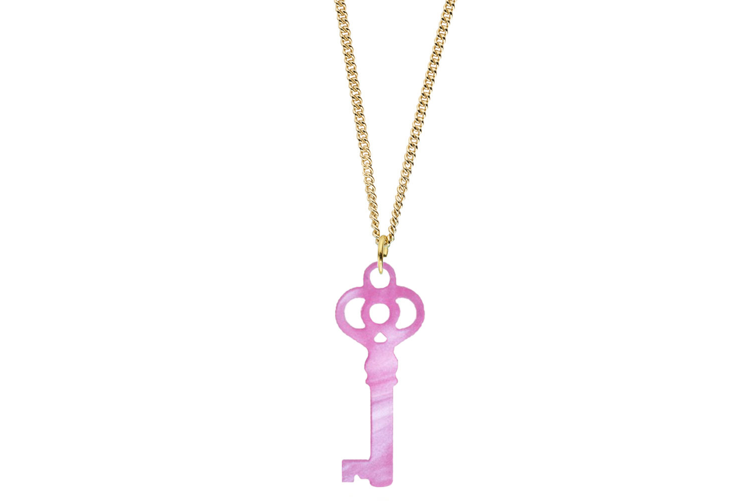 Key Pendant Sculpted Style on Chain Necklace