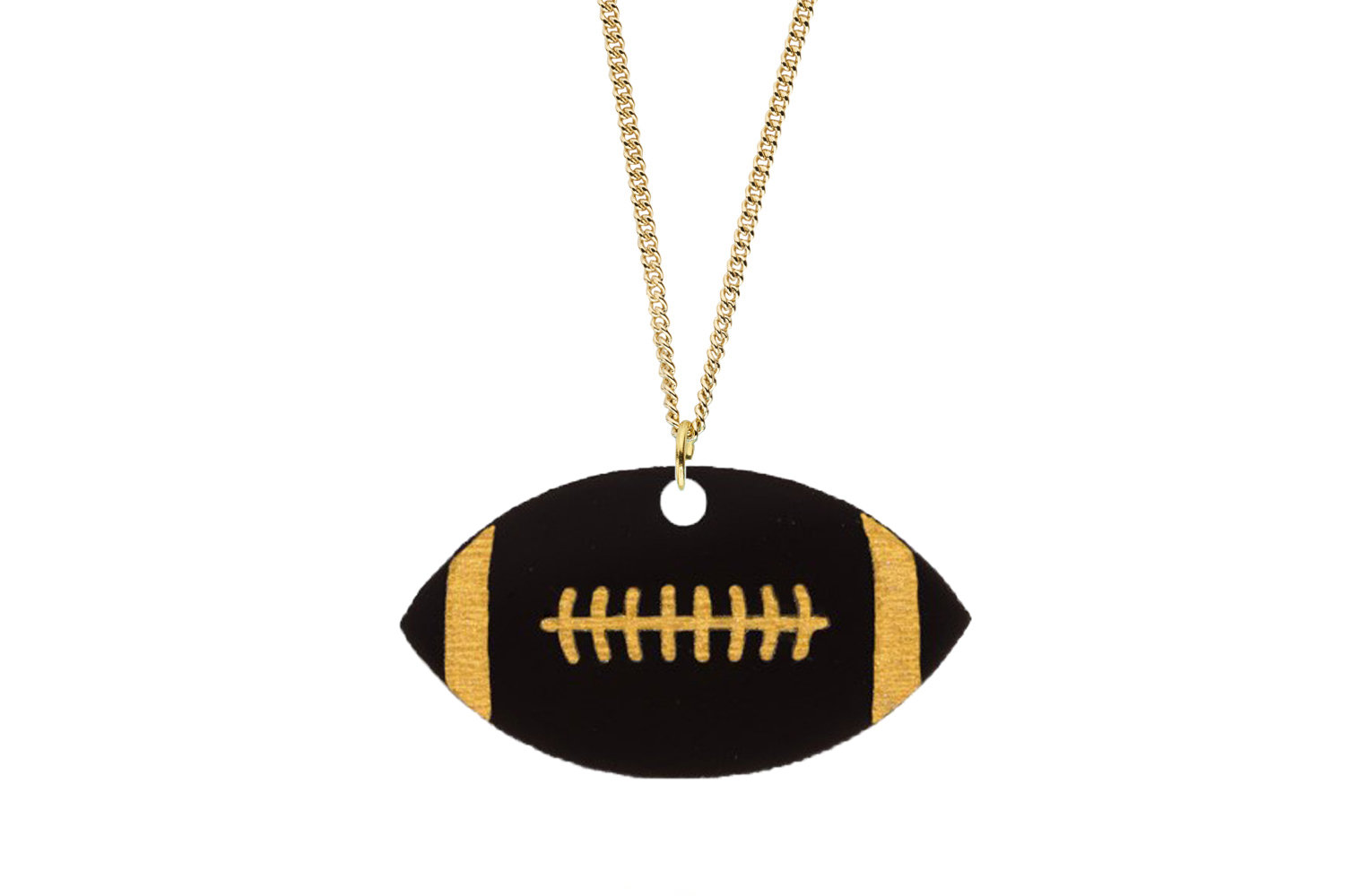 Football Pendant Carved Style Refined with Paint on Chain Necklace