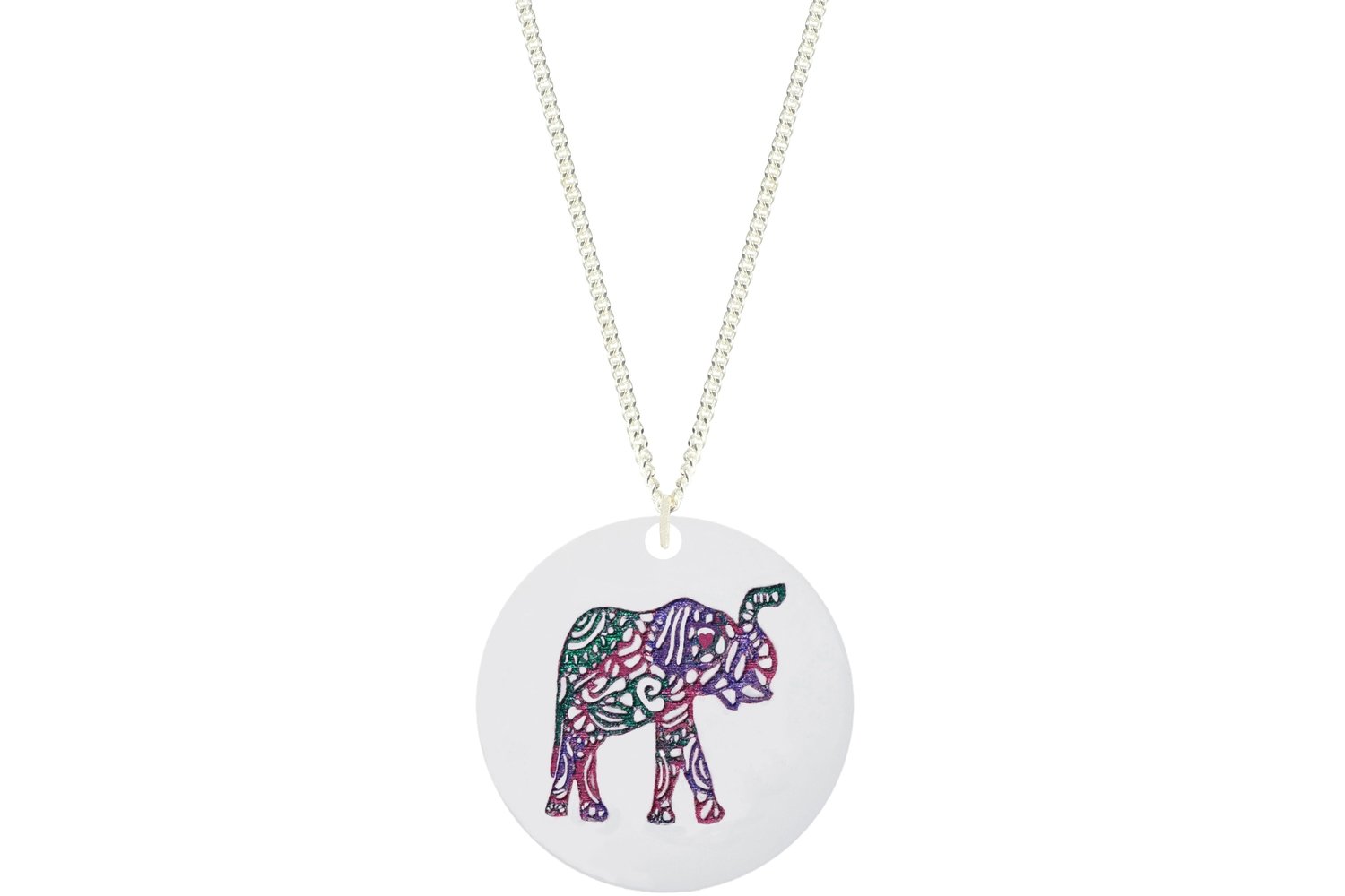 Elephant Aztec Pendant Hand Painted Style on Chain Necklace