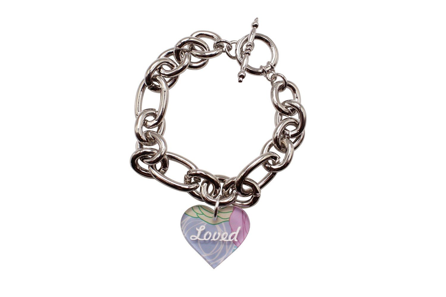 Custom Heart Charm with Name or Saying on Decorative Rope Chain