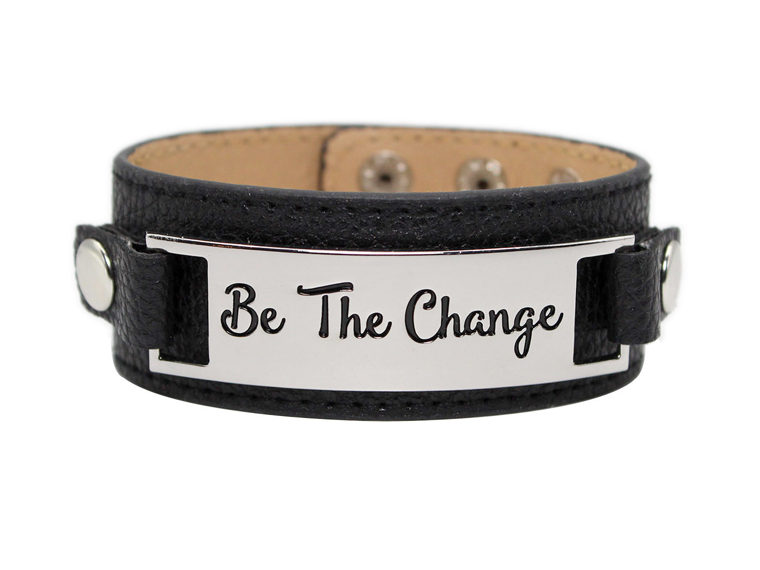 Classic Cuff with Metal Plaque "Be the Change"