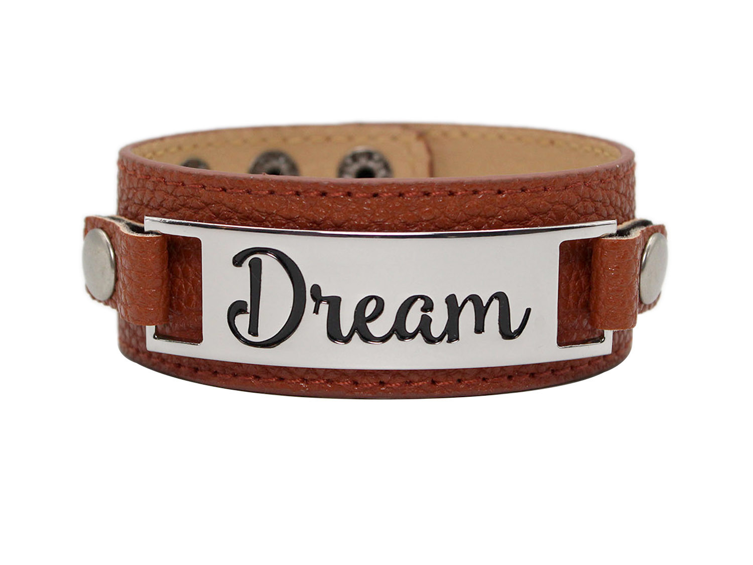 Classic Cuff with Metal Plaque "Dream"
