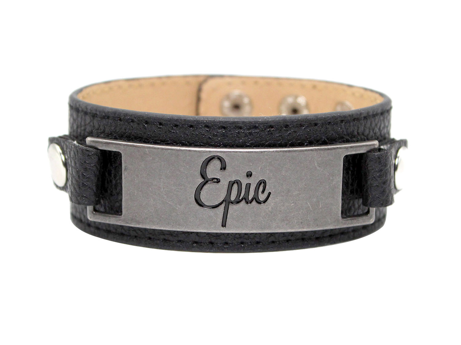 Classic Cuff with Metal Plaque "Epic"
