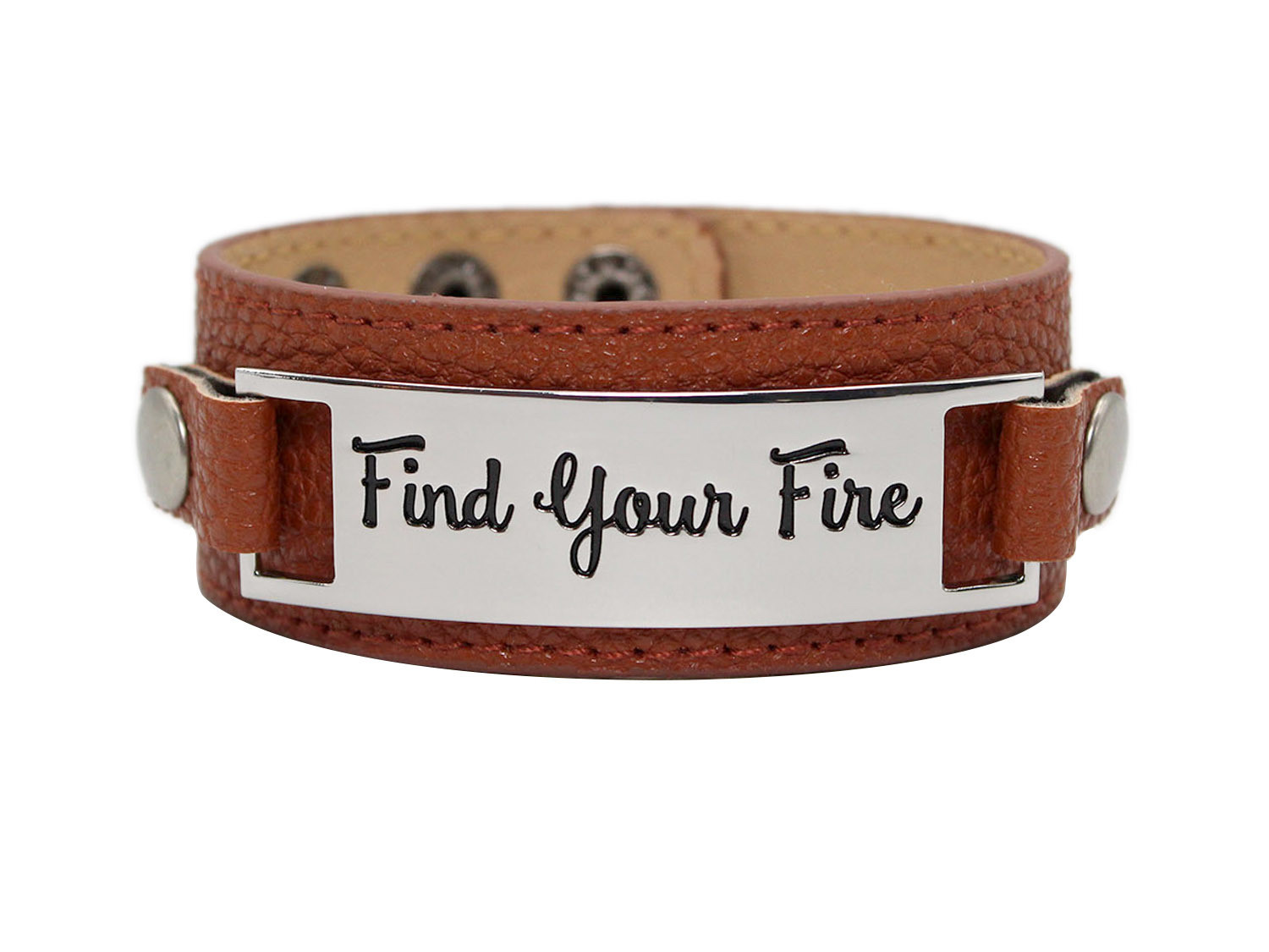 Classic Cuff with Metal Plaque "Find Your Fire"