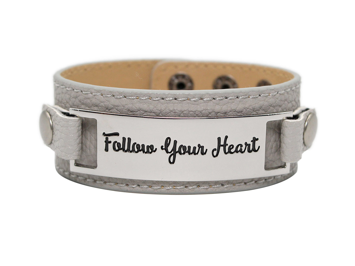 Classic Cuff with Metal Plaque "Follow Your Heart"