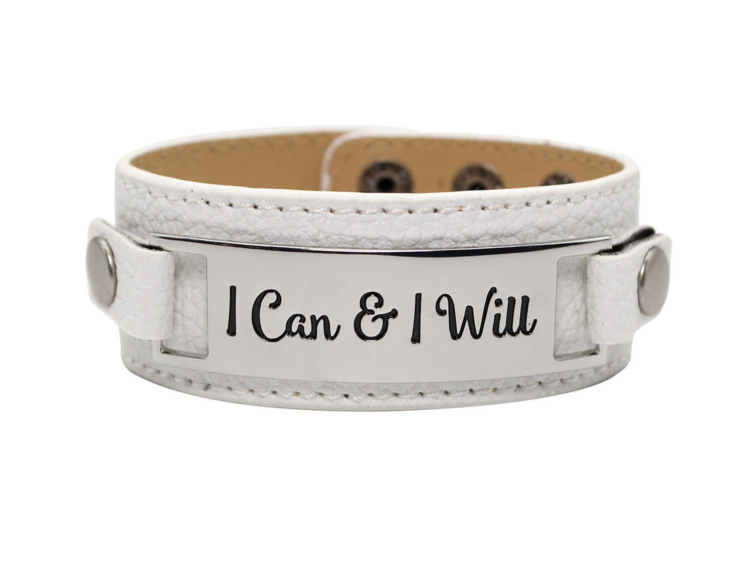 Classic Cuff with Metal Plaque "I Can & I Will"