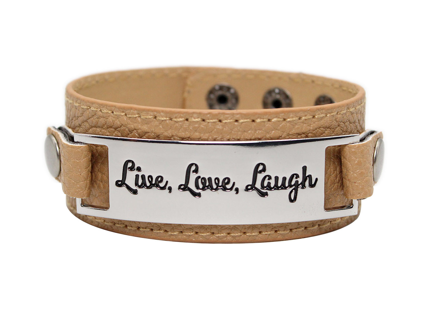 Classic Cuff with Metal Plaque "Live, Love, Laugh"