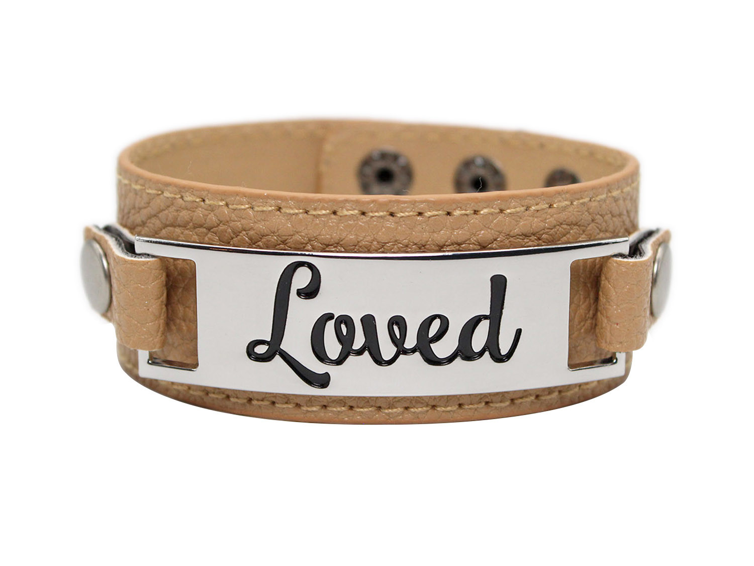 Classic Cuff with Metal Plaque "Loved"