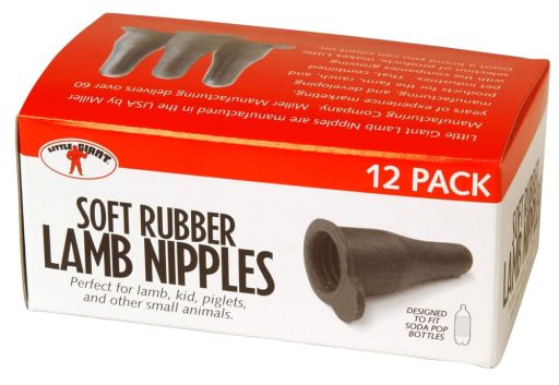 Little Giant Lamb Nursing Bottle Screw On Nipples 12-Pack