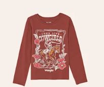 Girls Long Sleeve Graphic T-Shirt - Burgundy