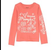 Girls Long Sleeve Graphic T-Shirt - Coral