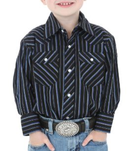 Long Sleeve Dress Western Stripe Shirts - Assorted - Assorted