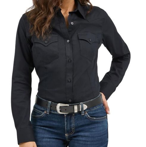Wrangler Retro® Long Sleeve Solid Shirt - Black