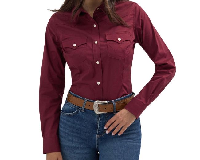 Wrangler Retro® Long Sleeve Solid Shirt - Windsor Wine
