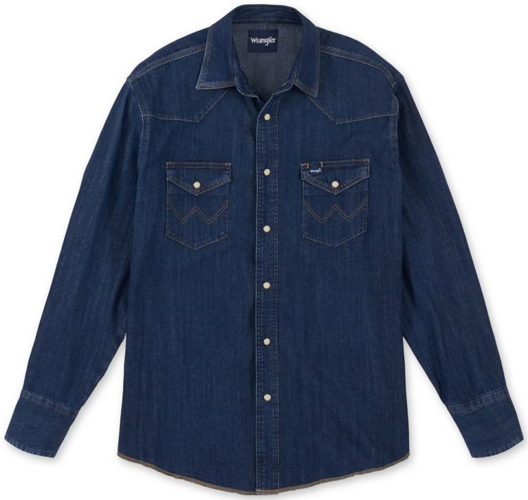 Wrangler® Western Long Sleeve Workshirt - Dark Denim