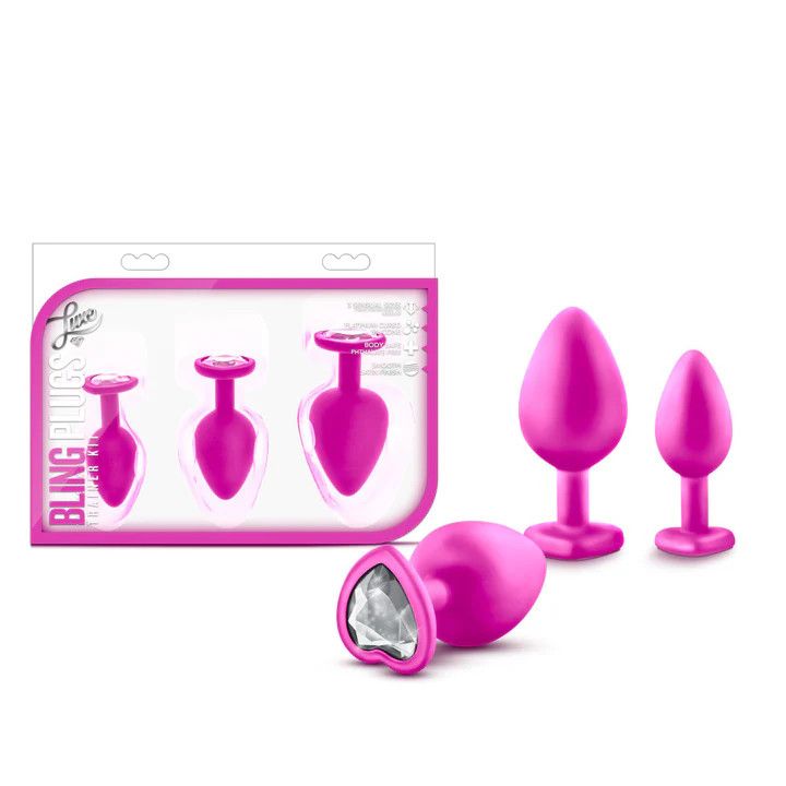 Luxe - Bling Plugs Training Kit - Pink With White Gems