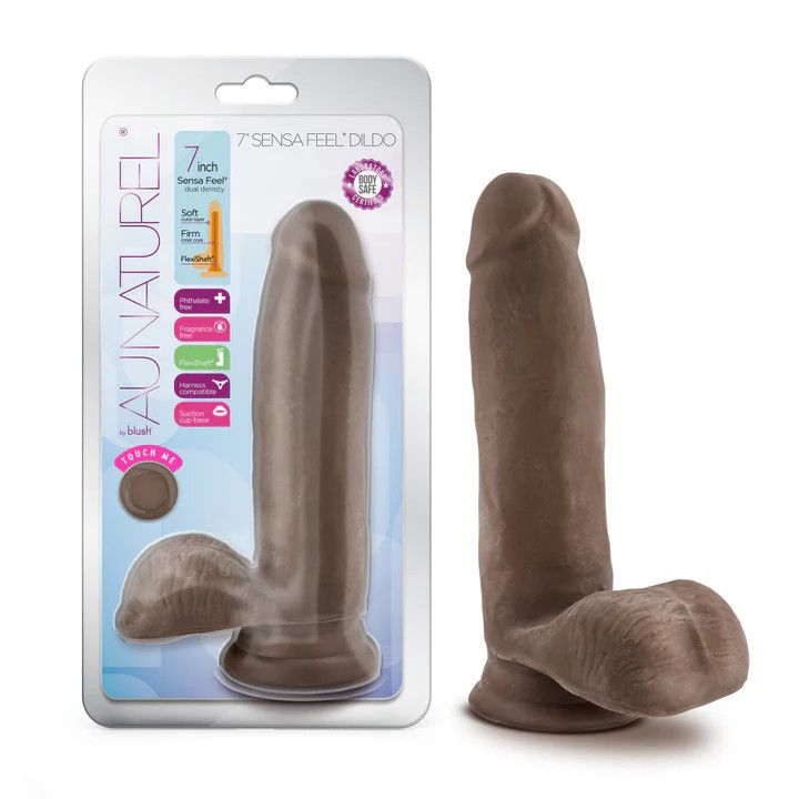 Au Naturel - 7" Sensa Feel Dildo - Chocolate
