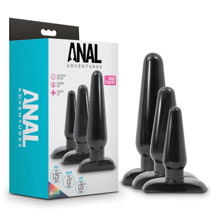 Anal Adventures - Basic Plug Kit - Black