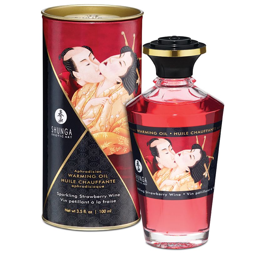 Shunga Aphrodisiac Warming Oil - Sparkling Strawberry Wine 3.5oz