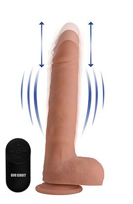 8" Liquid Silicone Thrusting Dildo w/ Balls - Light