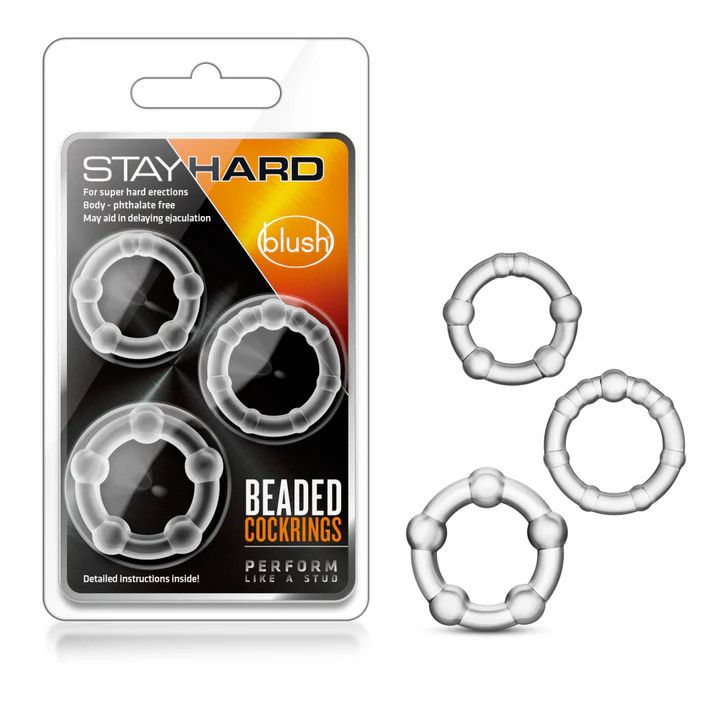 Stay Hard - Beaded Cock Rings - Clear