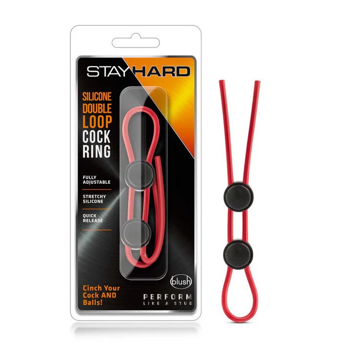 Stay Hard - Silicone Double Loop Cock Ring - Red
