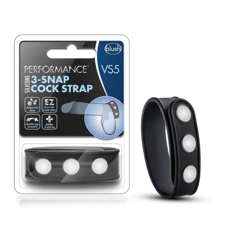 Performance - VS5 - Silicone 3-Snap Cock Strap - Black