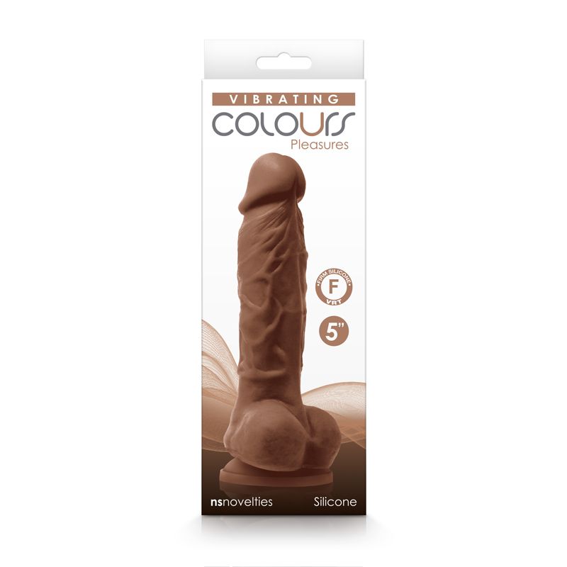 Colours - Pleasures - Vibrating - 5" Dildo - Brown