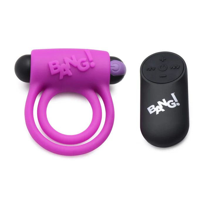 Silicone Cock Ring &amp; Bullet w/ Remote Control - Purple