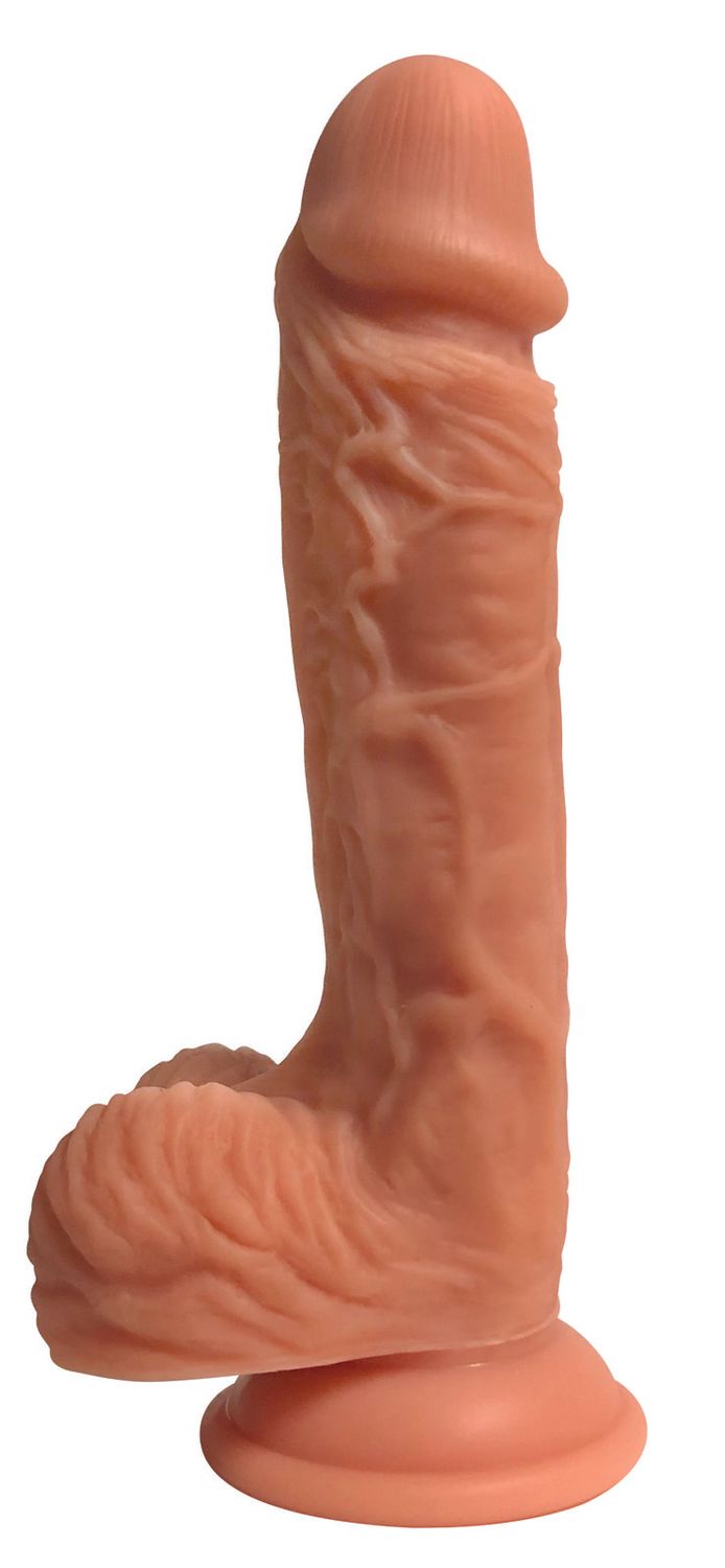 8" Dual Density Silicone Dildo w/ Balls- Light