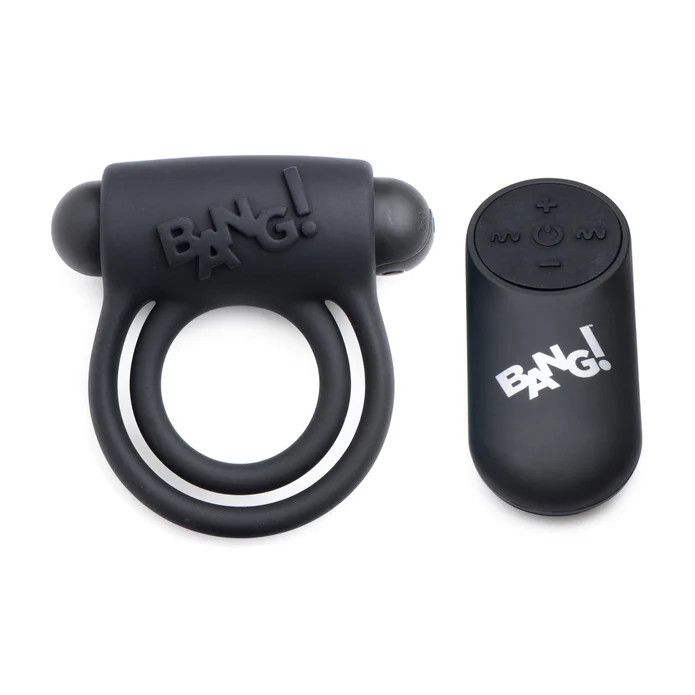 Silicone Cock Ring &amp; Bullet w/ Remote Control - Black