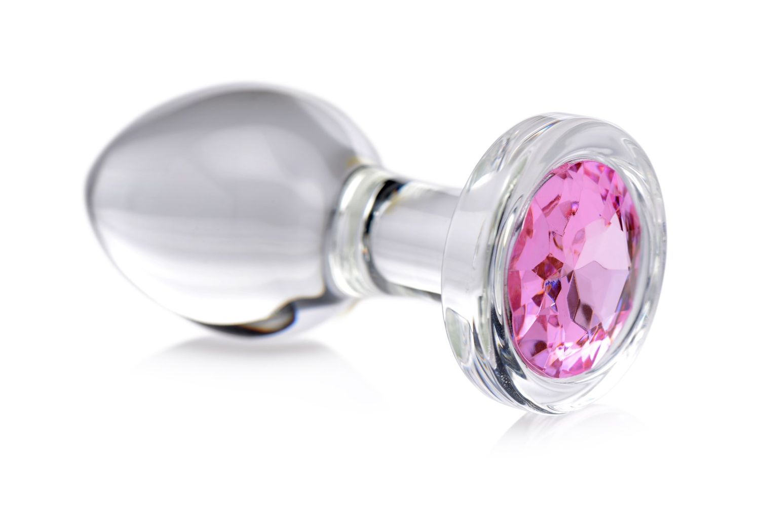 Pink Gem Glass Anal Plug - Medium