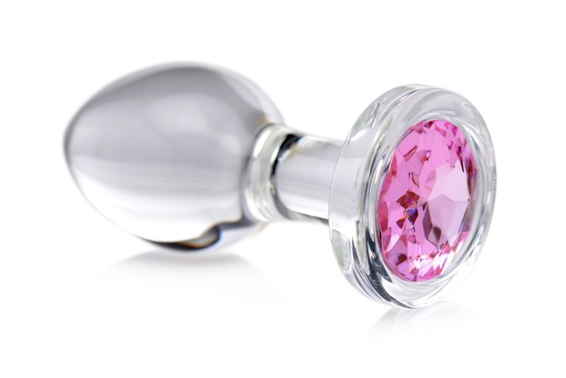 Pink Gem Glass Anal Plug - Medium