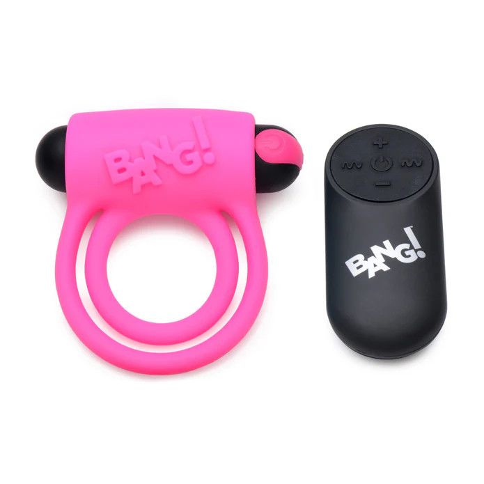 Silicone Cock Ring &amp; Bullet w/ Remote Control - Pink