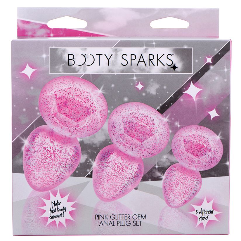 Glitter Gem Anal Plug Set - Pink