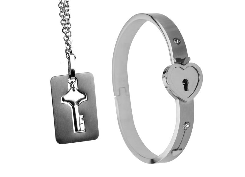 Cuffed Locking Bracelet &amp; Key Necklace