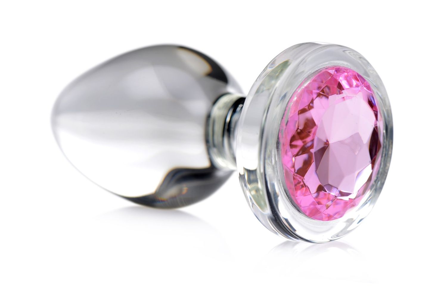 Pink Gem Glass Anal Plug - Large